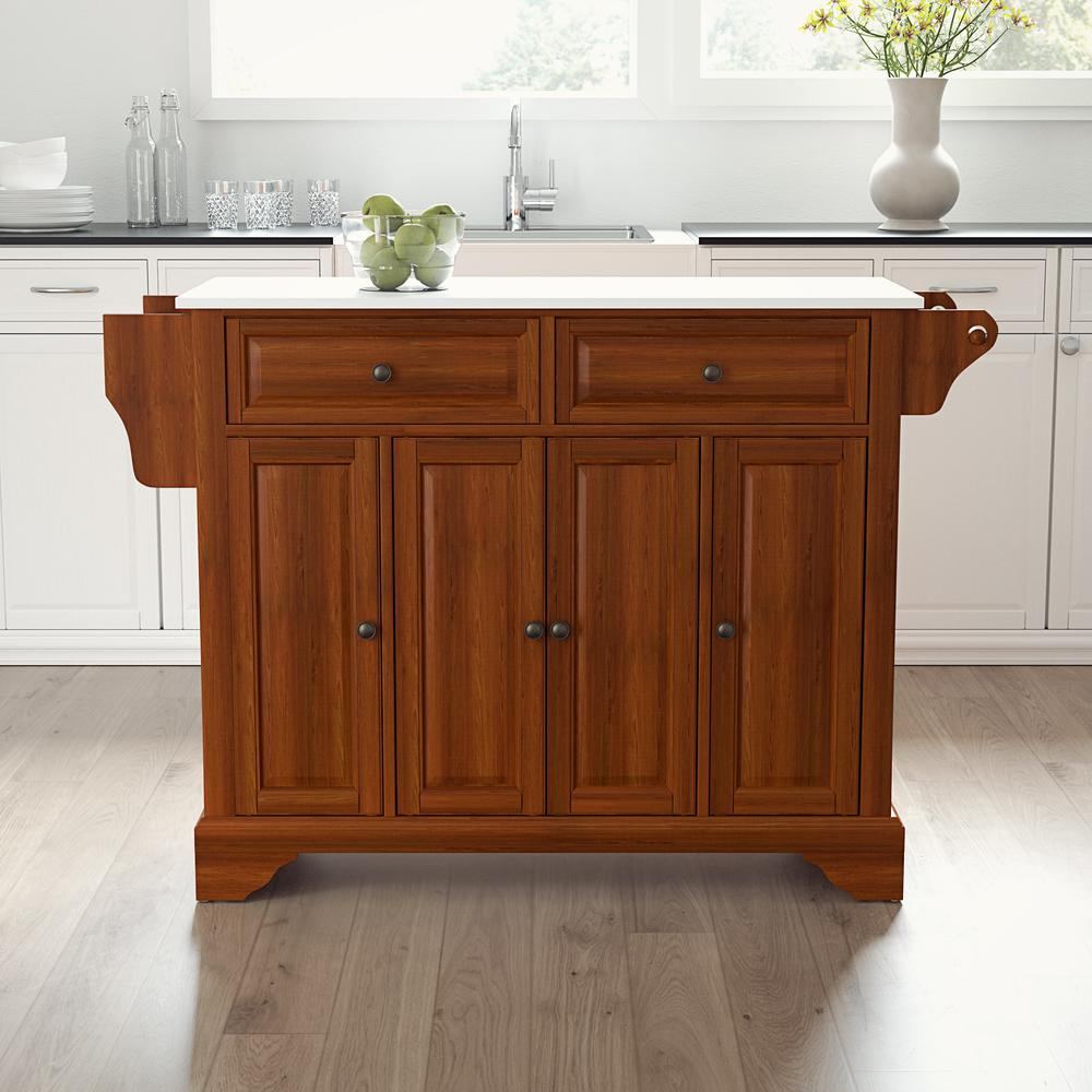 Start2Finish Lafayette stone top full size kitchen island cart with storage and sturdy furniture design.