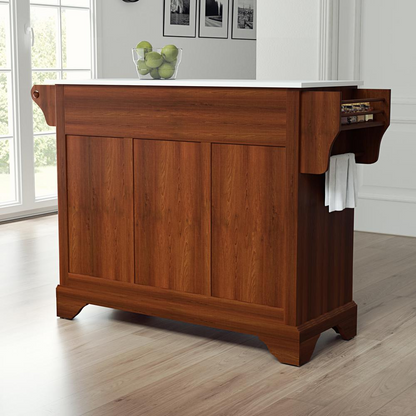Start2Finish Lafayette Stone Top Kitchen Island cart with full size wooden furniture and durable stone countertop.