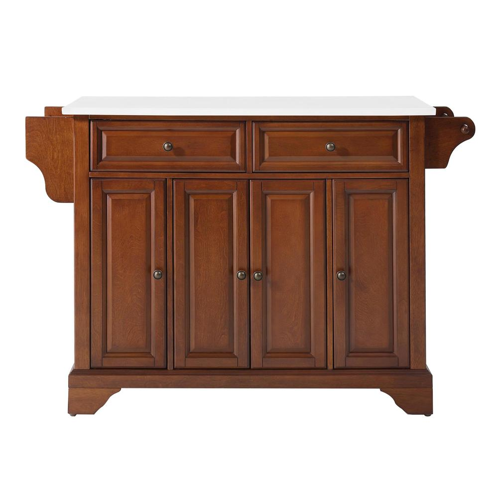 Start2Finish Lafayette stone top kitchen island with full size cart, featuring sturdy furniture design and spacious work surface.