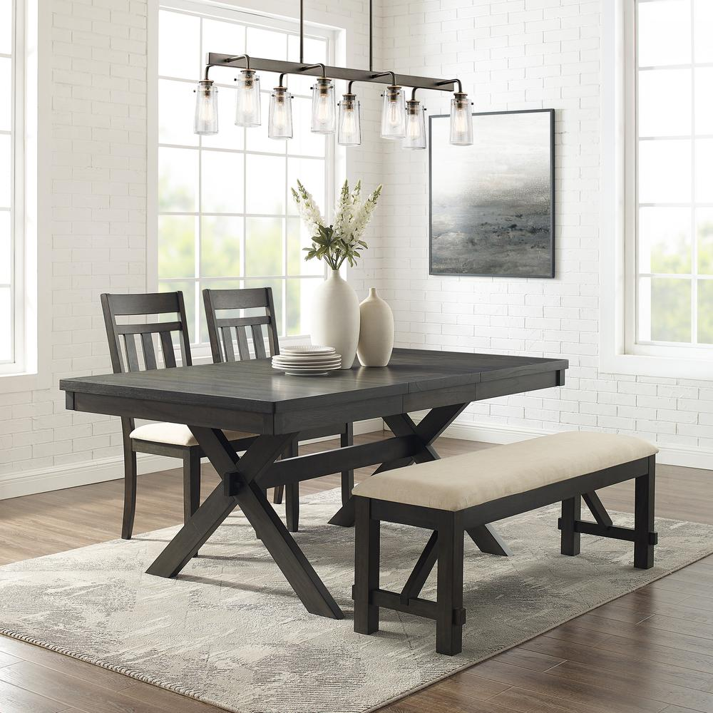 Start2Finish Hayden 4-piece dining table set with table, bench, and two slat back chairs, ideal for family dining spaces.