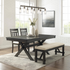 Start2Finish Hayden 4-piece dining table set with table, bench, and two slat back chairs, ideal for family dining spaces.