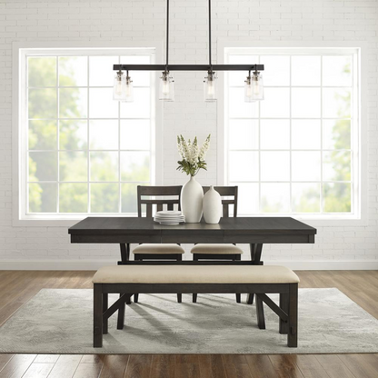 Hayden 4-piece dining table set by Start2Finish includes a table, bench, and two slat back chairs in a modern furniture style.