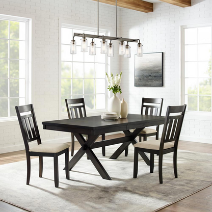 Hayden 5-piece dining table set for 4 by Start2Finish, includes rectangular table and four slat-back chairs in a modern furniture style.