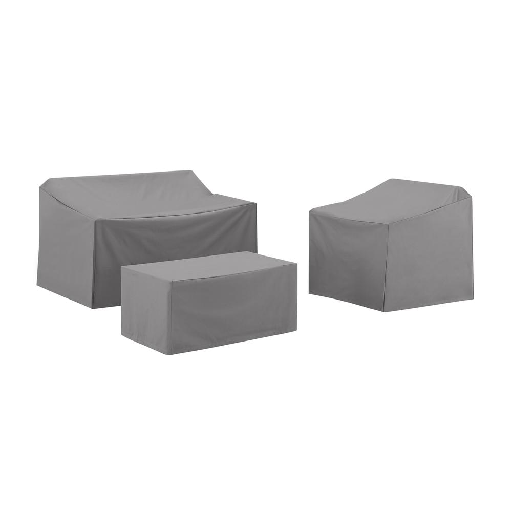 Start2Finish 3-piece outdoor furniture cover set with loveseat, chair, and coffee table covers for garden and patio protection.