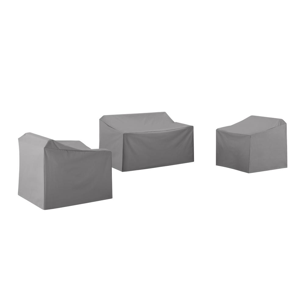 Start2Finish 3-piece outdoor furniture cover set with loveseat and two chairs, weather-resistant protective covers in the image.