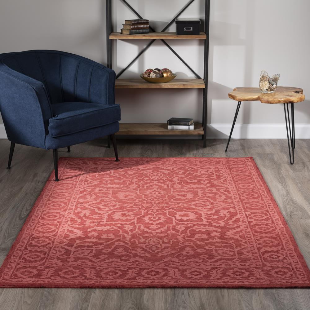 Start2Finish Korba KB4 red 5x7.6 rug with geometric pattern, plush texture, and vibrant color for home decor.