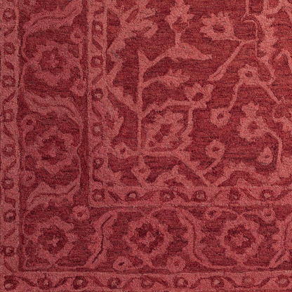 Start2Finish Korba KB4 red 5x7.6 rug with geometric pattern, soft texture, and vibrant color for living room or bedroom decor.
