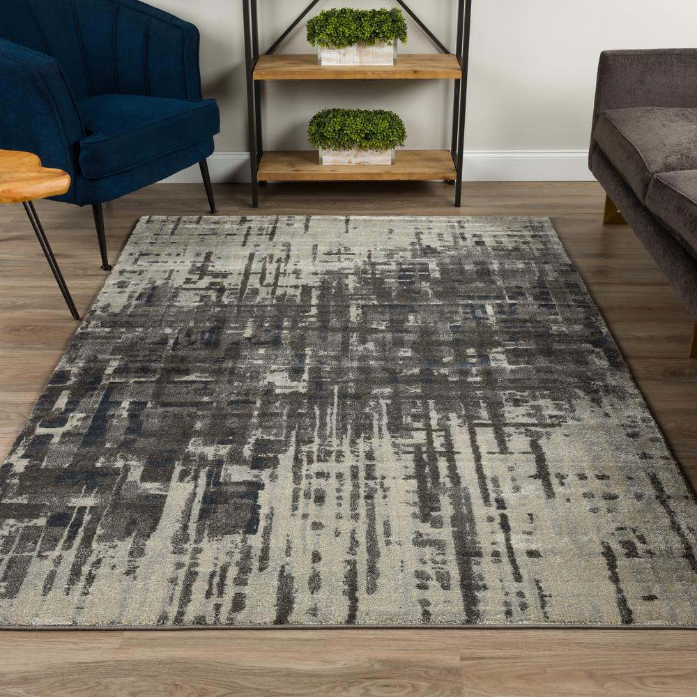 Start2Finish Upton UP1 Pewter rug with geometric pattern, 3&