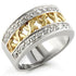 Reverse two-tone 925 sterling silver ring with AAA grade cubic zirconia by Turquoise Tiger, featuring a stylish band design.