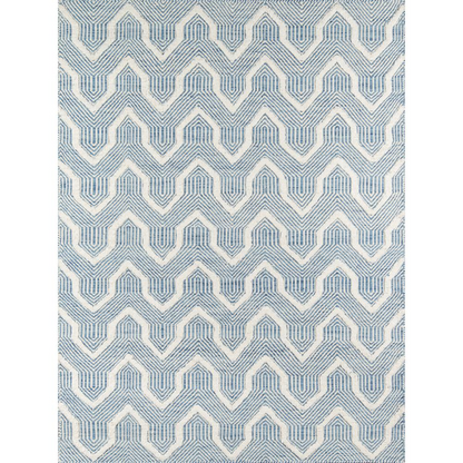 Blue contemporary rectangle area rug by Start2Finish with a modern pattern, measuring 3&