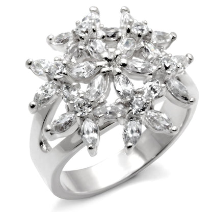 High-polished 925 sterling silver ring with AAA grade cubic zirconia from Turquoise Tiger, showcasing a sleek, shiny design.