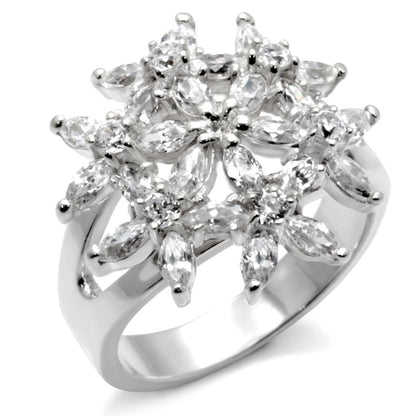 High-polished 925 sterling silver ring with AAA grade CZ from Turquoise Tiger, featuring a sleek, shiny finish and elegant design.