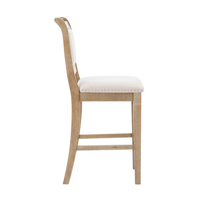 Natural wood Emmy 26-inch counter stool by Start2Finish with a sleek, modern design and sturdy legs.