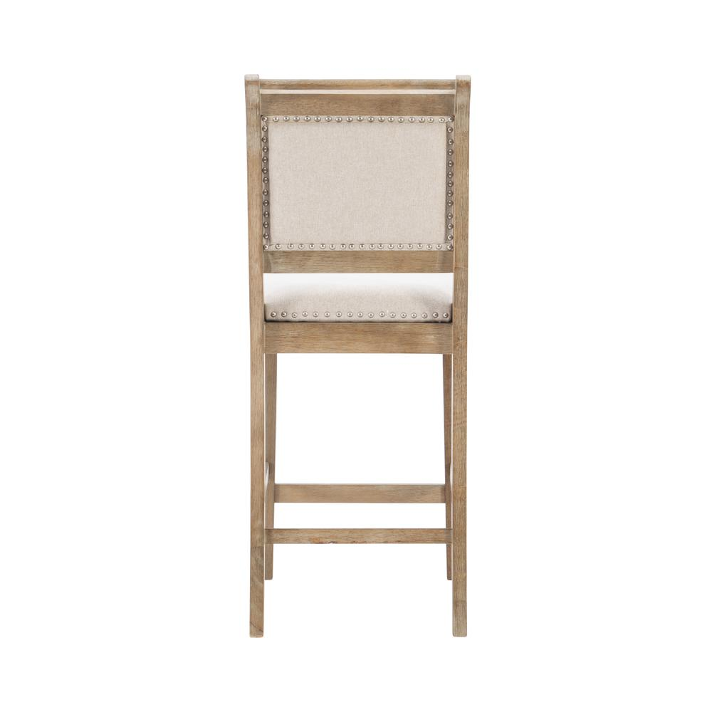 Start2Finish Emmy 26-inch natural wood counter stool with round seat and four legs, ideal for kitchen or bar area.