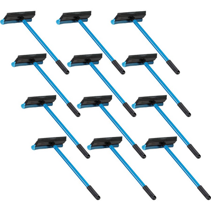 Start2Finish Ettore auto squeegee scrubber with 8-inch rubber blade and 16-inch aluminum handle, blue, lightweight and streak-free.