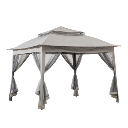 Gray 11 ft. x 11 ft. portable steel gazebo by Start2Finish with pop-up design and sturdy frame for outdoor shade and shelter.