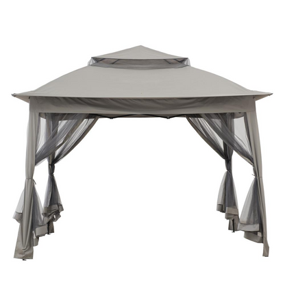 Gray 11 ft. x 11 ft. portable steel gazebo by Start2Finish with pop-up design and sturdy frame for outdoor shade and shelter.
