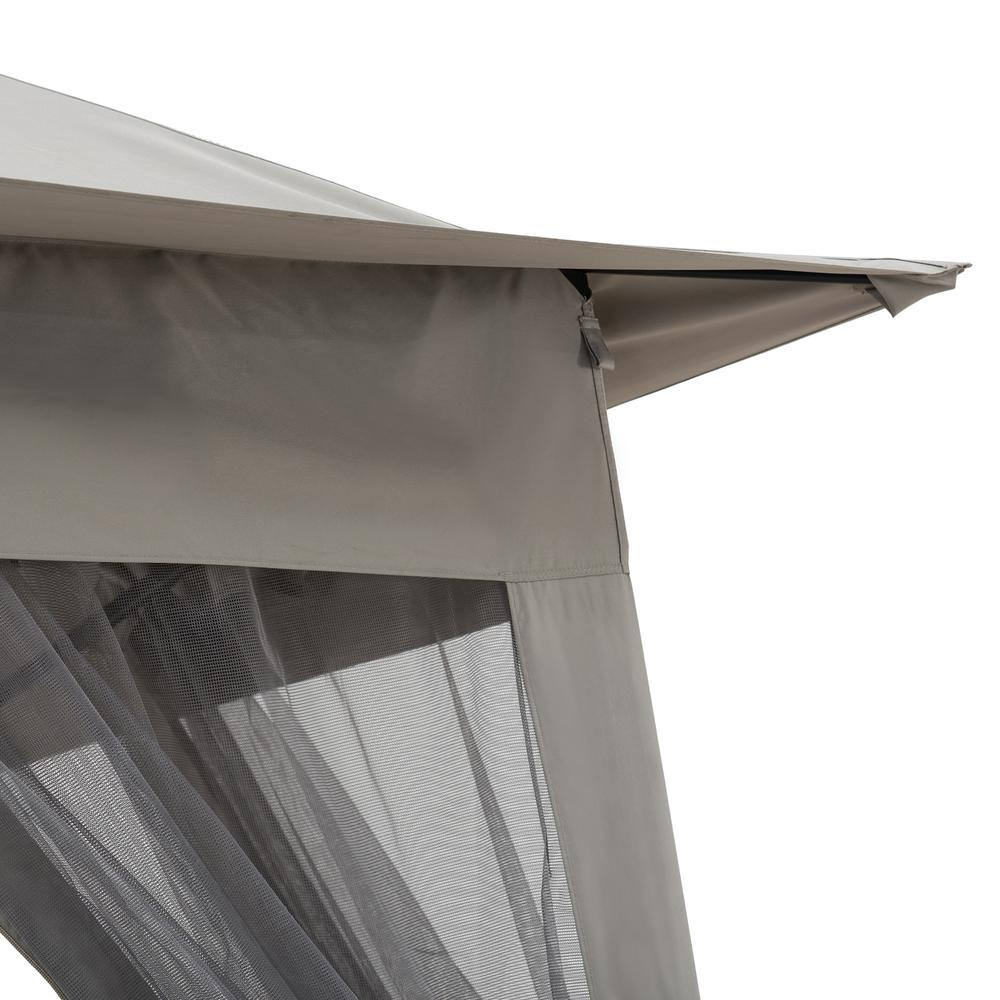 Gray 11 ft. x 11 ft. portable steel gazebo by Start2Finish with pop-up design and sturdy frame for outdoor shade and shelter.