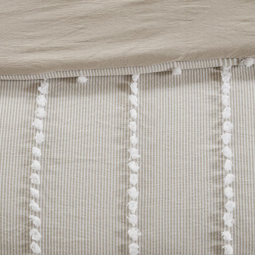 Start2Finish 3-piece cotton yarn-dyed duvet cover set, showing a soft, woven fabric with matching pillow shams in neutral tones.