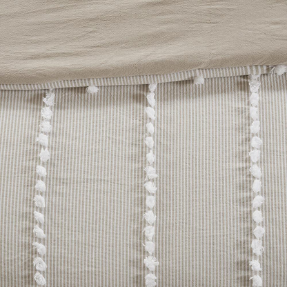 Start2Finish 3-piece cotton yarn-dyed duvet cover set, showing a soft, woven fabric with matching pillow shams in neutral tones.