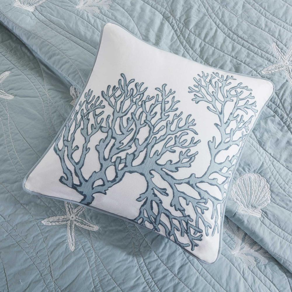 Start2Finish 4-piece cotton reversible embroidered quilt bedding set with matching throw pillow, featuring intricate embroidery and soft fabric.