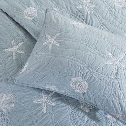 Start2Finish 4-piece cotton reversible embroidered quilt bedding set with matching throw pillow, featuring colorful floral design.