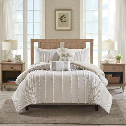 Cotton yarn dyed comforter set with three bedding pieces, featuring soft, colorful fabric in a cozy bedding arrangement.