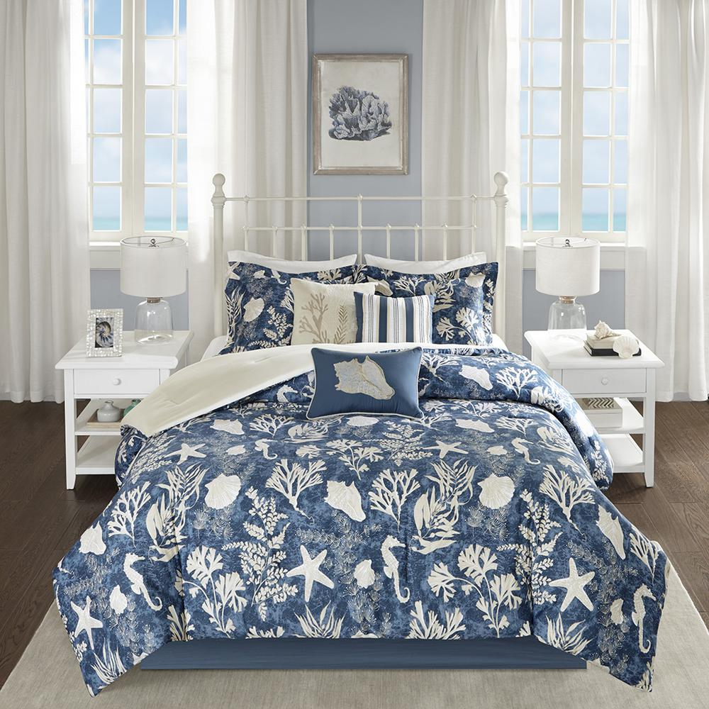Start2Finish 7-piece cotton sateen comforter bedding set with matching pillow shams and decorative pillows on a neatly made bed.