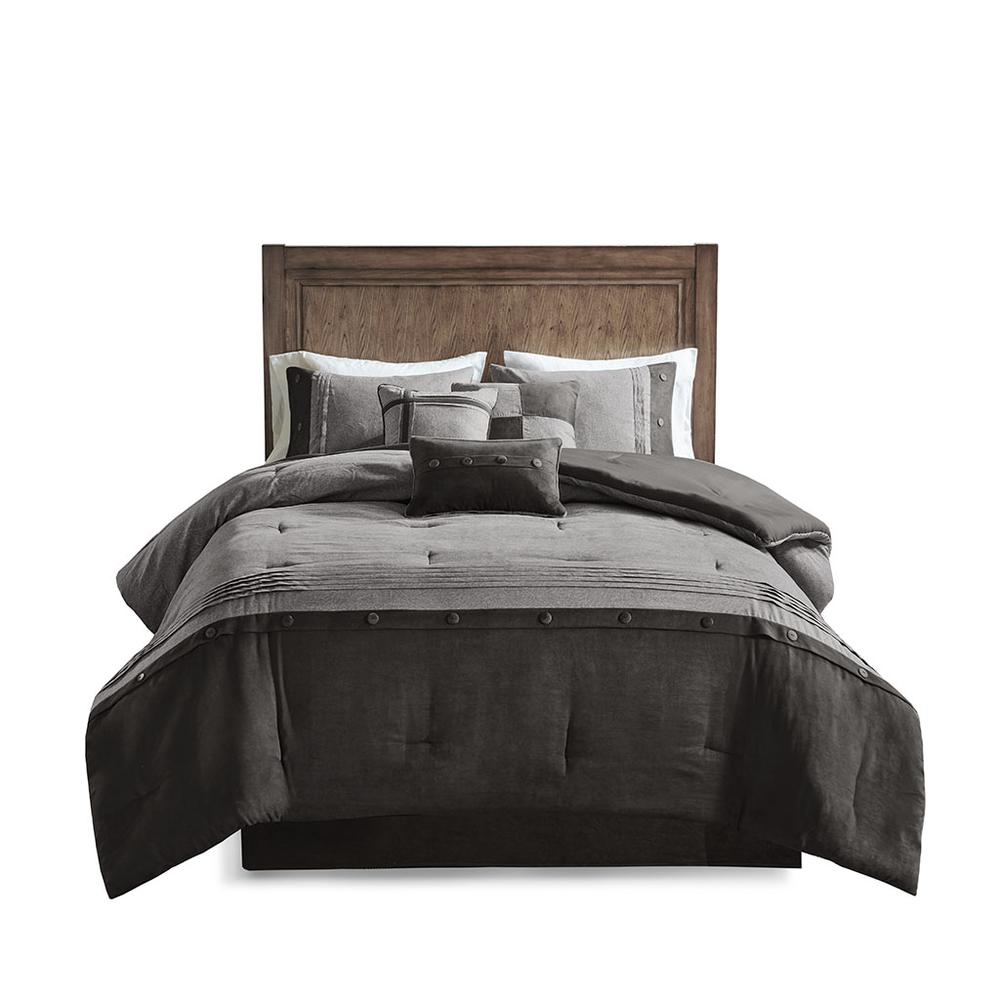 Start2Finish 7-piece faux suede comforter bedding set with matching pillow shams in soft, plush fabric for cozy bedroom decor.