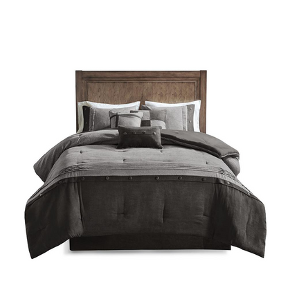 Start2Finish 7-piece faux suede comforter bedding set with matching pillow shams in soft, plush fabric for cozy bedroom decor.