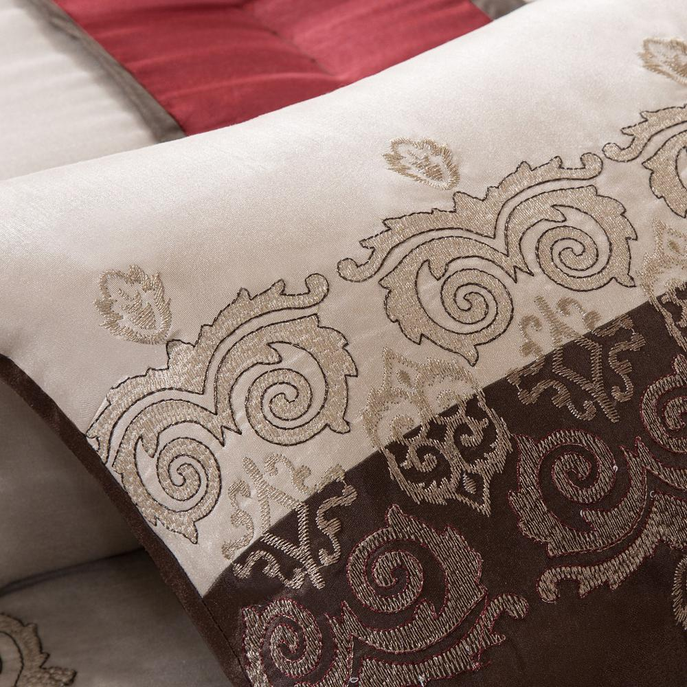 Start2Finish 7-piece jacquard bedding comforter set with matching throw pillows in elegant woven design.
