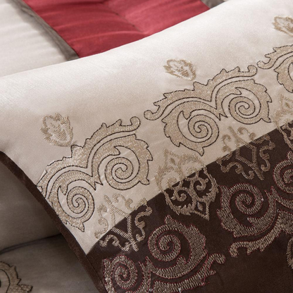 Start2Finish 7-piece jacquard bedding comforter set with matching throw pillows in elegant woven design.