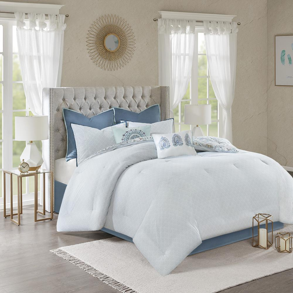 Start2Finish 8-piece cotton floral printed reversible comforter bedding set showing floral design and reversible pattern on bed.