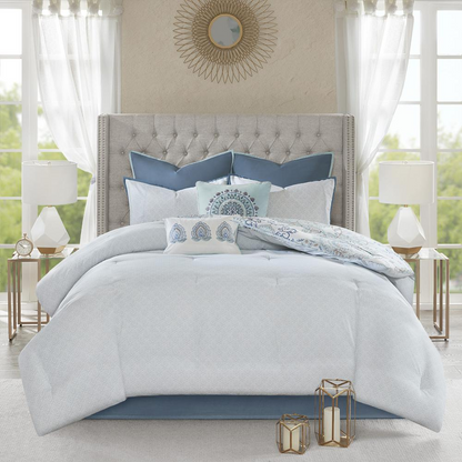 Start2Finish 8-piece cotton floral printed reversible comforter bedding set showing floral design and cozy bedding arrangement.