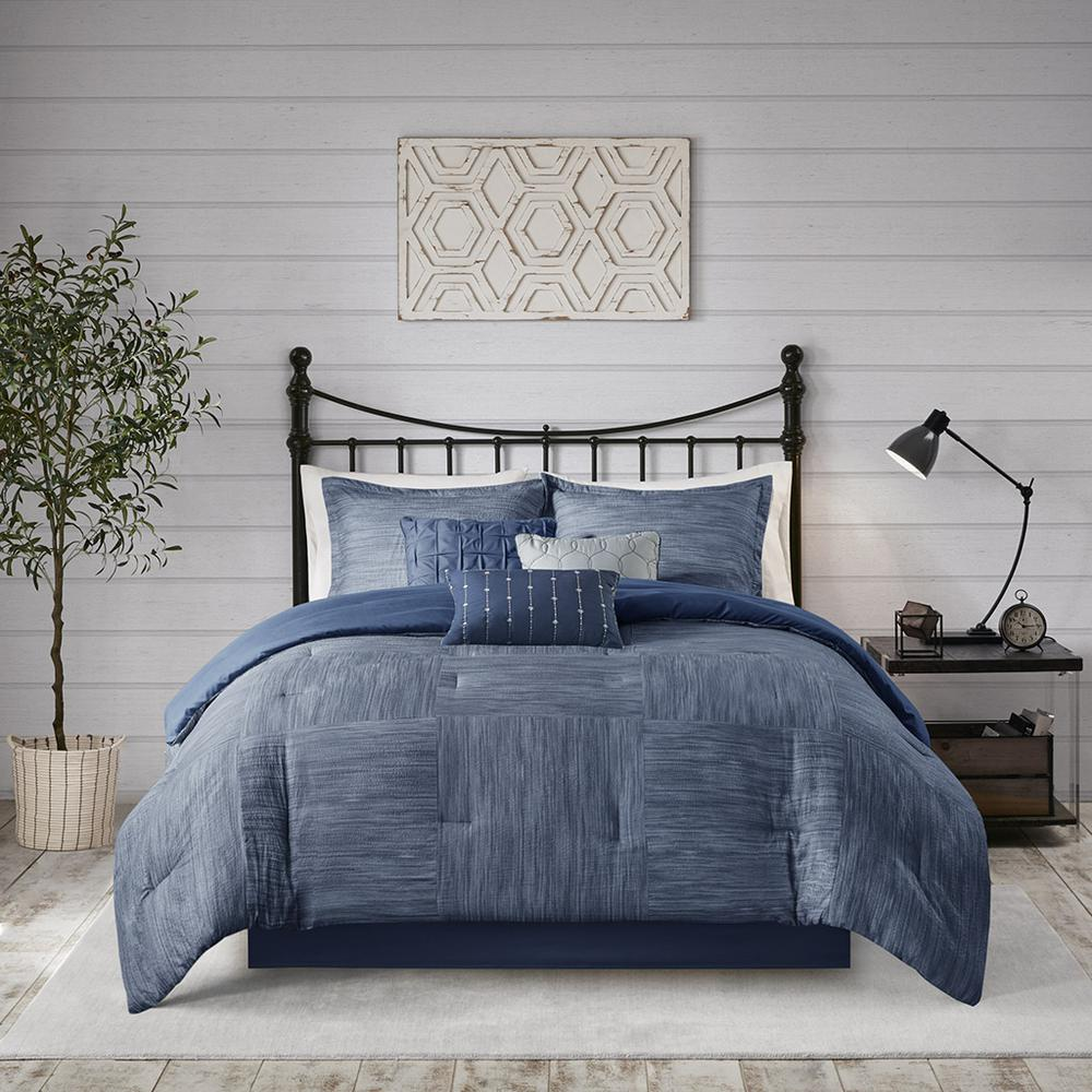 7-piece printed seersucker comforter set by Start2Finish featuring a colorful, textured bedding design with matching pillow shams.