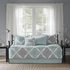 Start2Finish Claire 6-piece reversible aqua bedding daybed cover set with floral and geometric patterns, includes pillow shams.