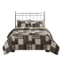 Start2Finish Timber 3-piece reversible printed quilt set in black and brown bedding with wood-inspired design.