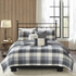 Start2Finish 6-piece printed herringbone quilt bedding set with matching throw pillows, featuring a stylish geometric pattern.