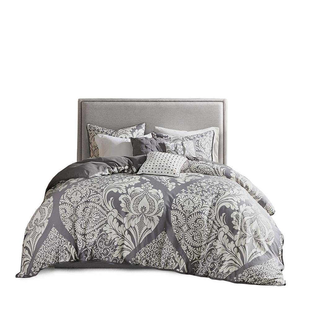 Start2Finish 6-piece printed duvet cover set with colorful geometric patterns and matching pillow shams on a neatly made bed.