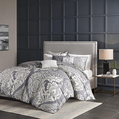 Start2Finish 6-piece printed duvet cover set with colorful patterns and matching pillowcases, designed for a cozy bedroom look.