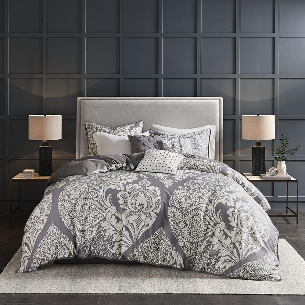 Start2Finish 6-piece printed duvet cover set featuring colorful, patterned bedding with matching pillow shams on a neatly made bed.