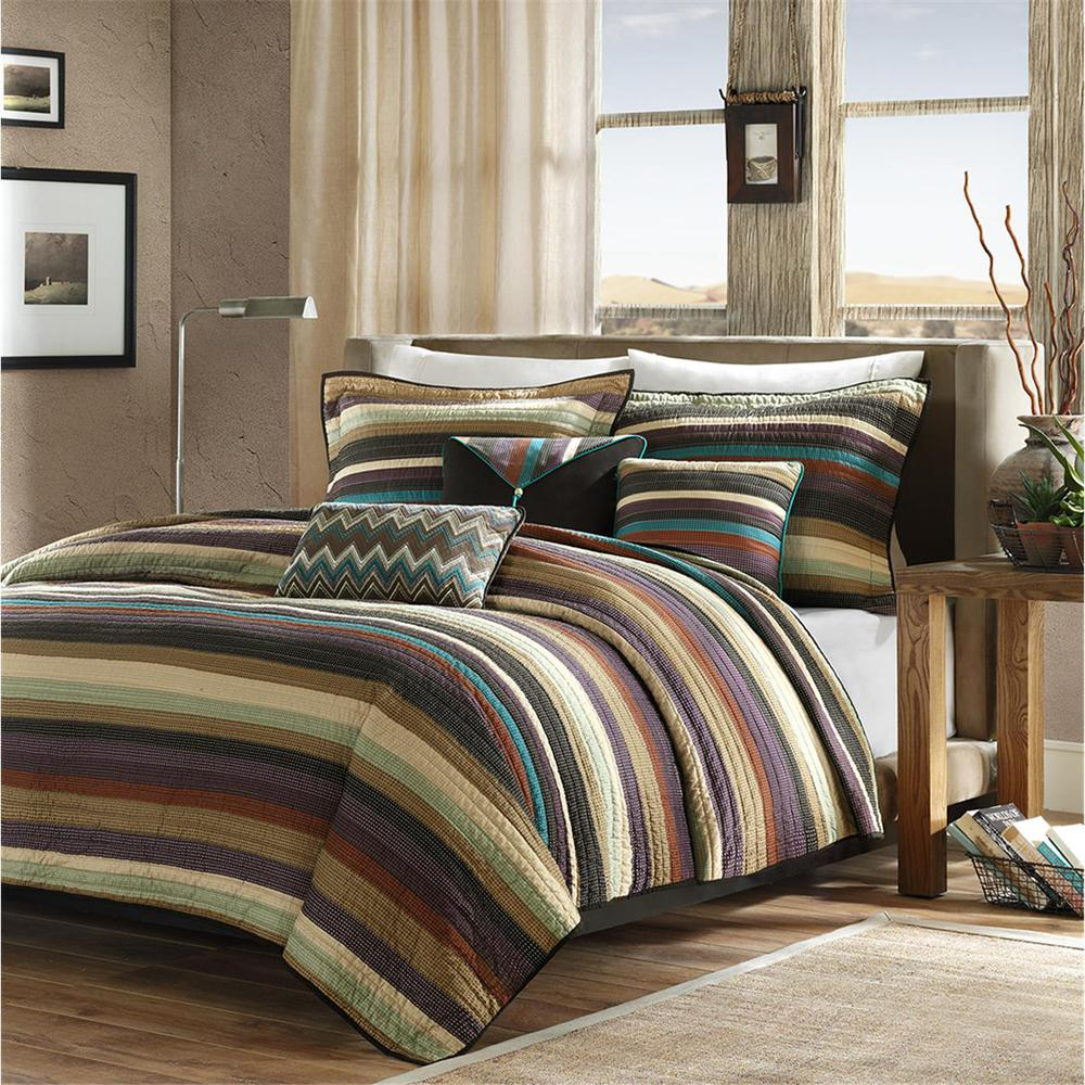 Start2Finish Yosemite reversible quilt bedding set with colorful throw pillows, multi-color design, and cozy fabric.