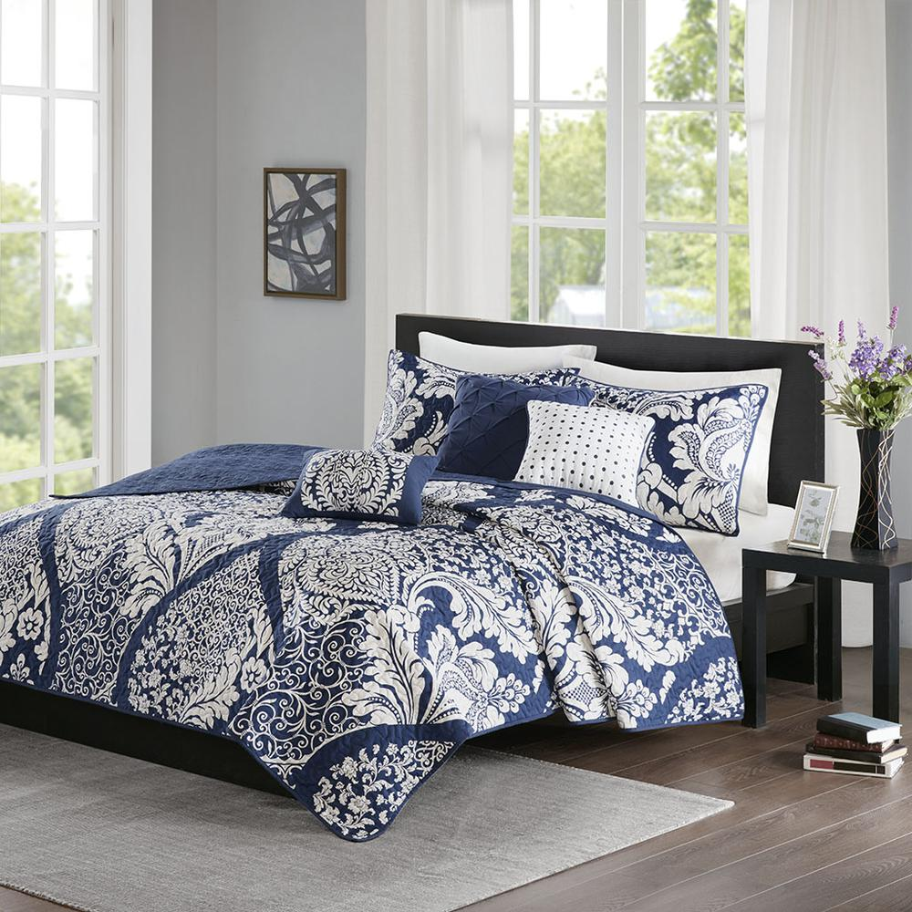 Start2Finish 6-piece printed cotton quilt bedding set with matching throw pillows, featuring colorful floral patterns and soft fabric.