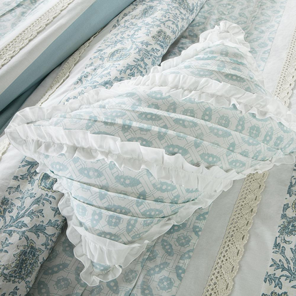 Start2Finish 9-piece cotton percale duvet cover bedding set with matching pillowcases and sheets, featuring a crisp, white fabric.
