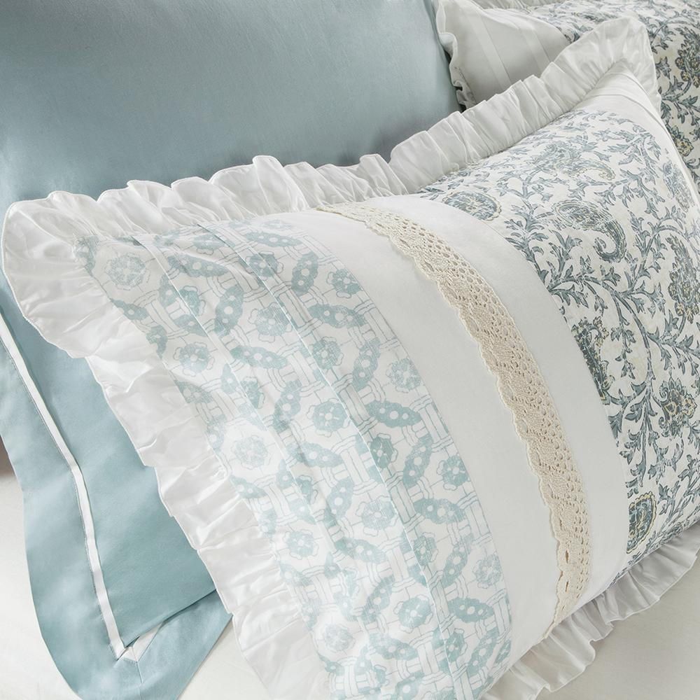 Start2Finish 9-piece cotton percale duvet cover bedding set with matching pillow shams and decorative accents.