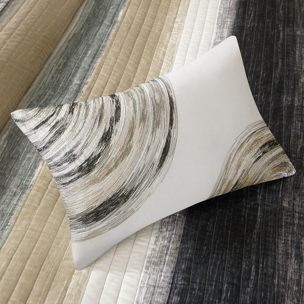 Start2Finish Saben 8-piece quilt set with taupe cotton bed sheets, featuring a cozy, stylish bedding arrangement.