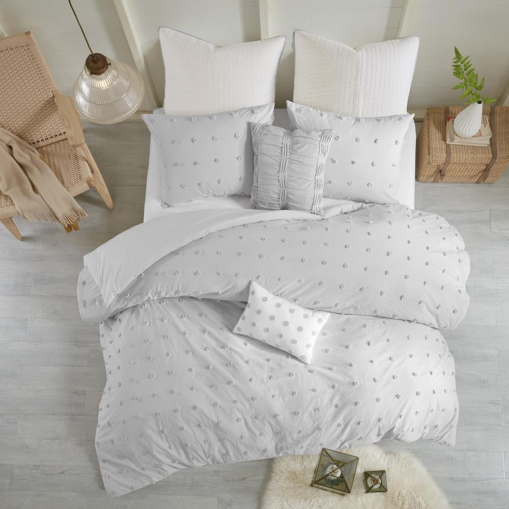 Start2Finish cotton jacquard duvet cover set with euro shams and throw pillows, showcasing elegant textured bedding design.