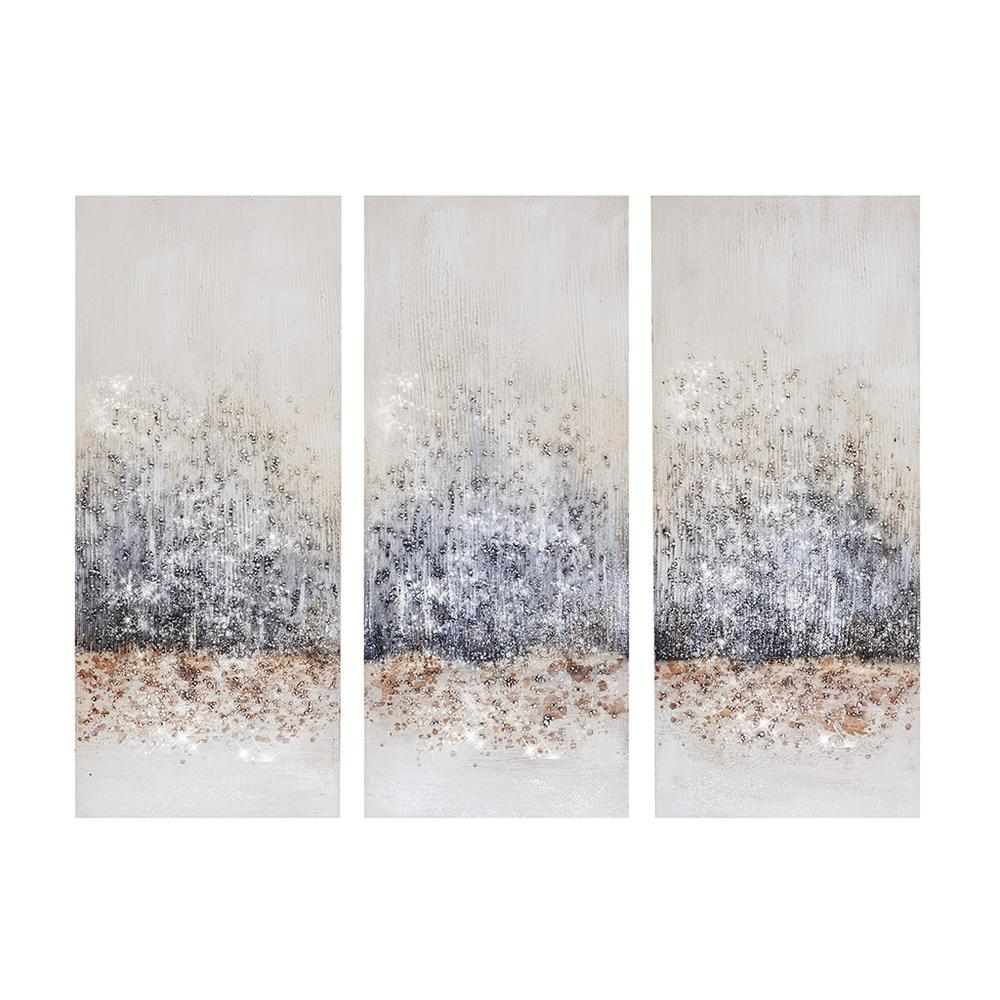 Hand embellished 3-piece canvas wall art set by Start2Finish featuring vibrant, textured designs for modern home decor.