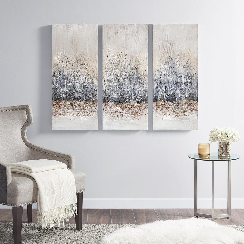 Start2Finish hand embellished 3-piece canvas wall art set featuring vibrant, artistic designs for modern home decor.