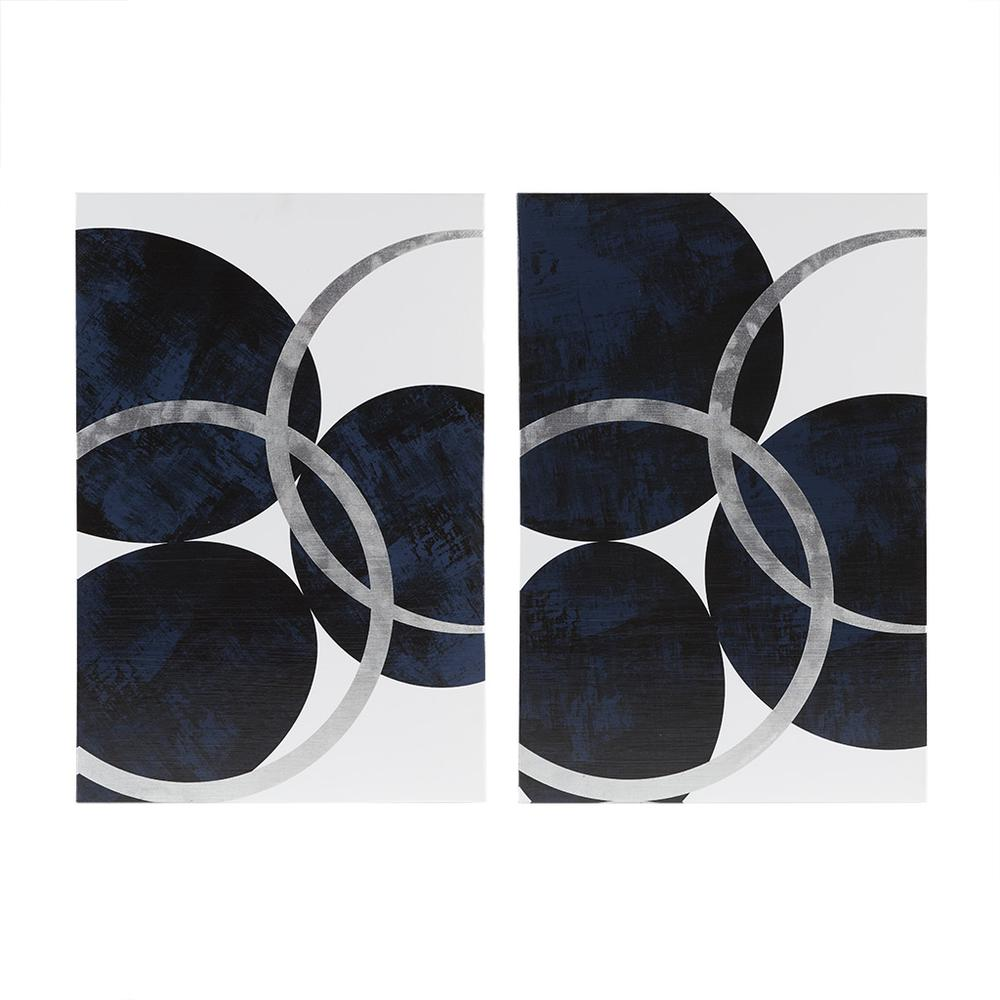 Silver foil abstract 2-piece canvas wall art set by Start2Finish, featuring modern metallic designs on home decor canvases.